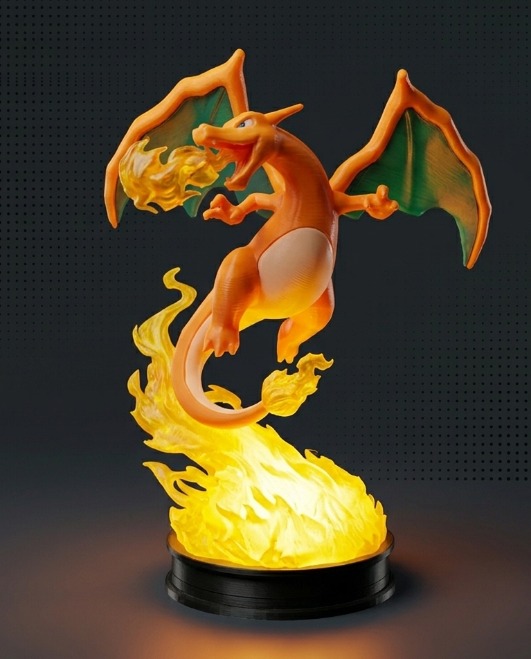 Luminária e Estátua Charizard